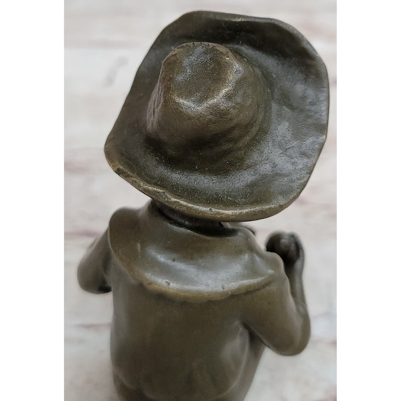 Hat Boy Bronze Statue And Sculpture Kid Figurine Handmade Artwork Statue