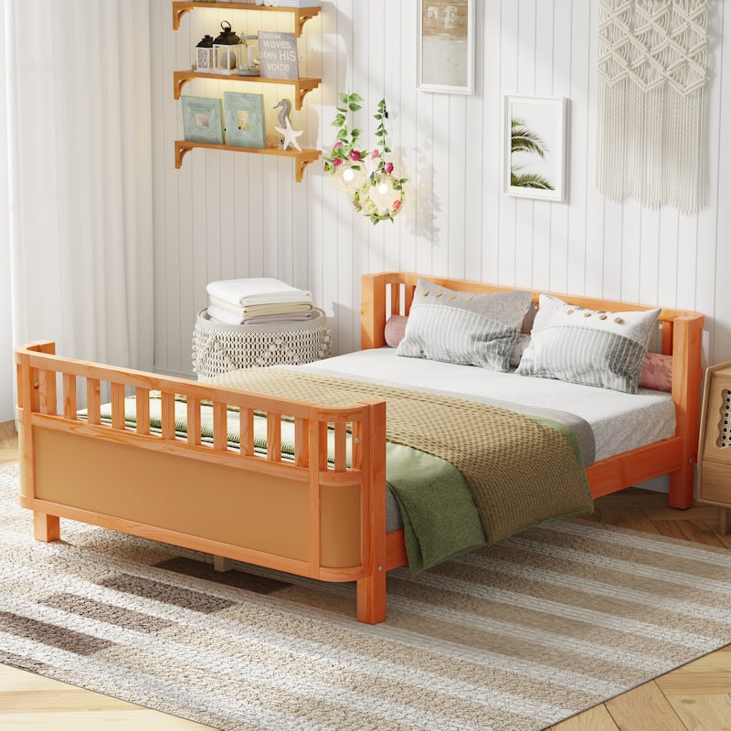 Low Platform Bed with Slats Support, Montessori Bed Frame, Daybed with Detachable Side Rails
