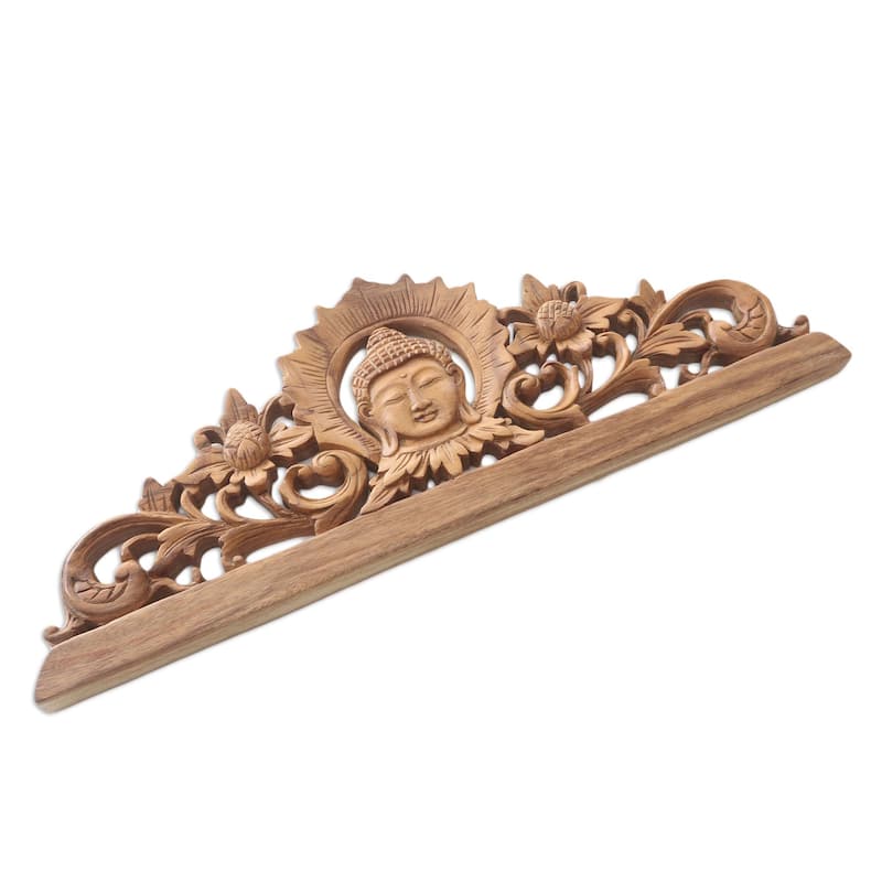 Novica Handmade Surya Buddha Wood Relief Panel