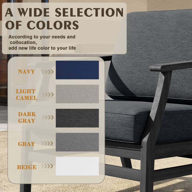 Outdoor Teak Wood Club Chairs with Cushions (Set of 2)