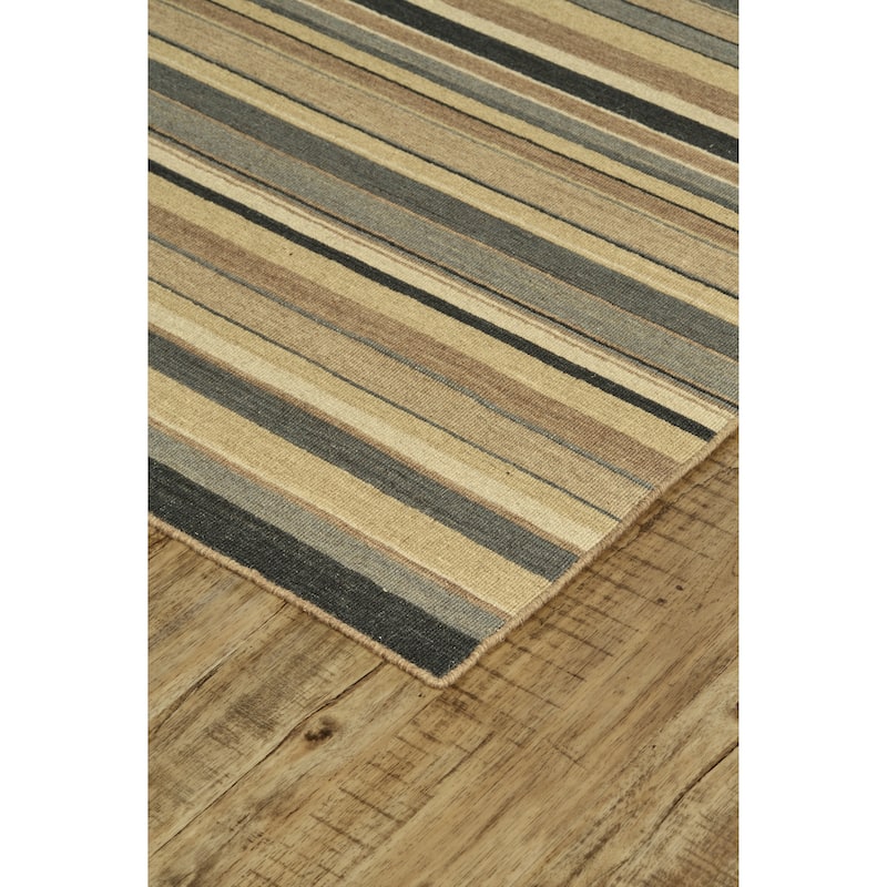 Grand Bazaar Naida Hand Knotted Stripes Transitional Area Rug