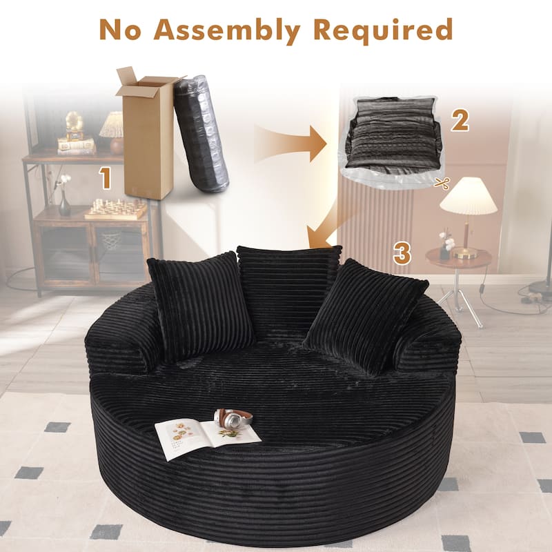 XIZZI Modern Round Plush Lounge Sofa with Cushions