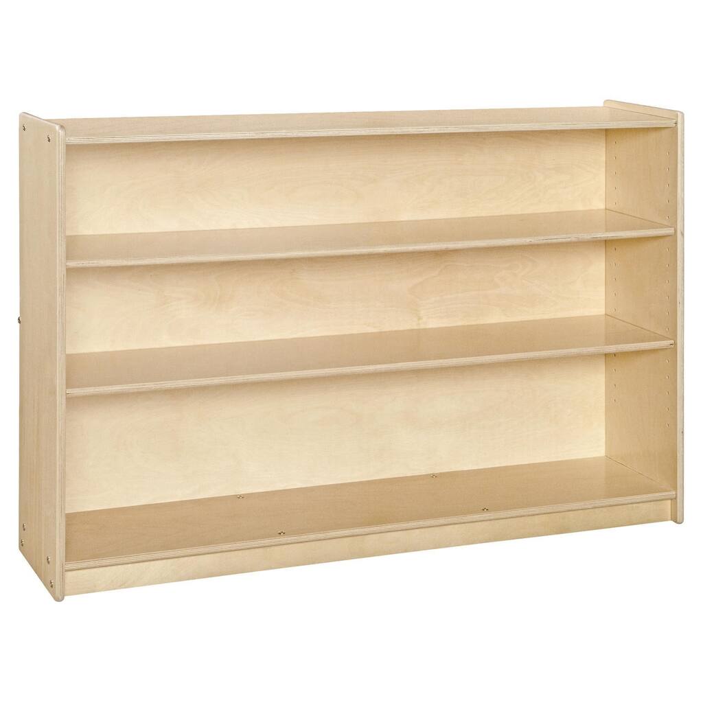 Contender Birch Plywood Bookcase with Adjustable Shelves, Classroom Storage Cabinet for Toddlers, Natural - 34.37-Inch Height