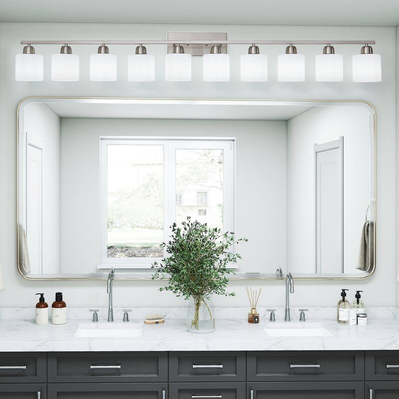 10-Light Bathroom Vanity Lights Over Mirror, 65.4 inch Vanity Lights Fixtures with Glass Shades Modern Vanity Lights