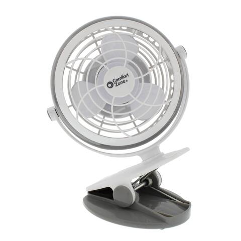 Comfort Zone CZBT4GR 4" Desk Clip USB/Battery Fan, Gray