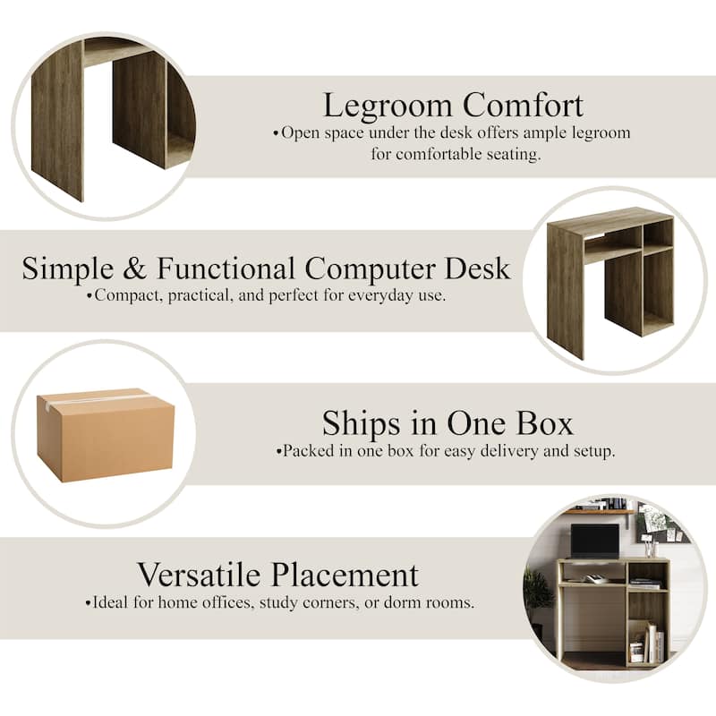 CraftPorch Classic Writing Table with Shelf Cabinet