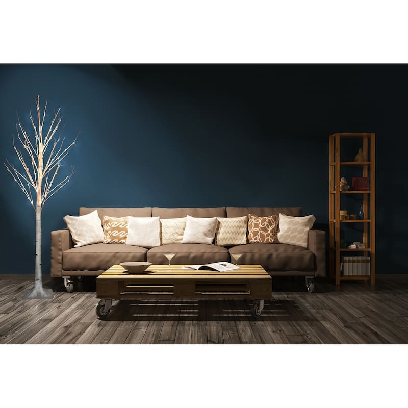83 Inch Birch Tree On Metal Base In/Outdoor 120 Leds With 8 Lighting Modes
