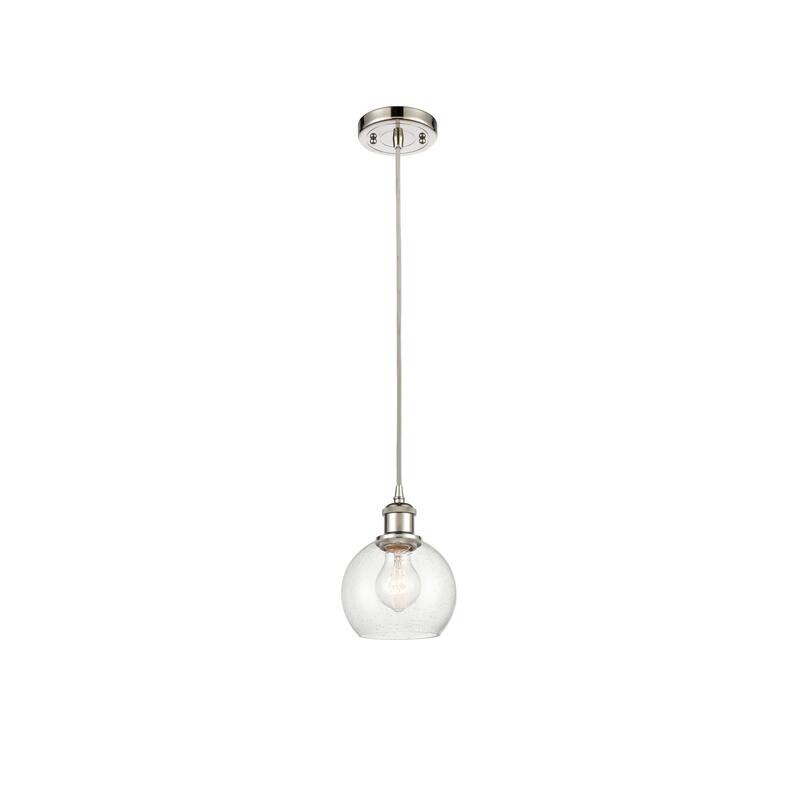 Innovations Lighting Ballston Athens 1 Light 6" Cord Hung Mini Pendant - Polished Nickel/Seedy