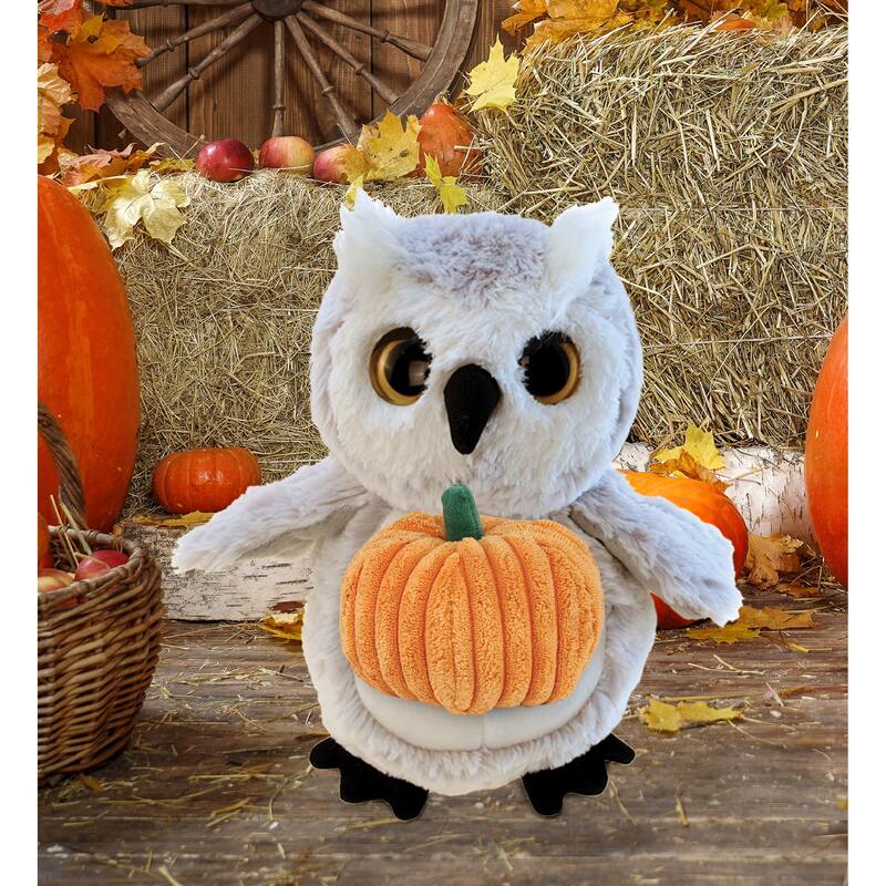 DolliBu Super Soft Owl Stuffed Animal with Pumpkin Decor Plush - 8.5 inches