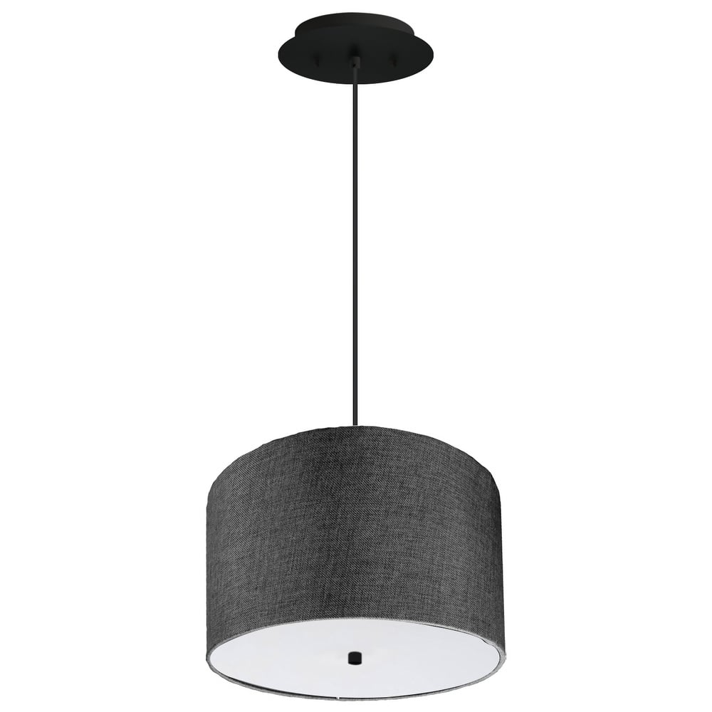 14" W 2 Light Pendant Granite Gray Shade with Diffuser, Black Cord