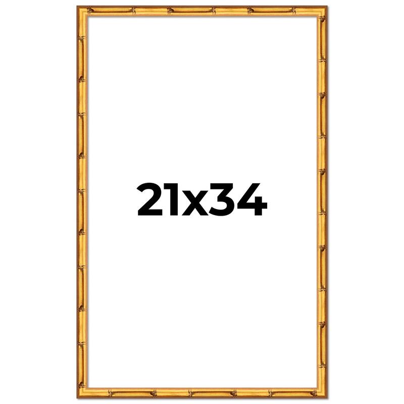 21x34 Frame Gold Bamboo Picture Frame Modern Photo Frame Includes UV Acrylic Shatter Guard Front Acid Free Foam Backing Board