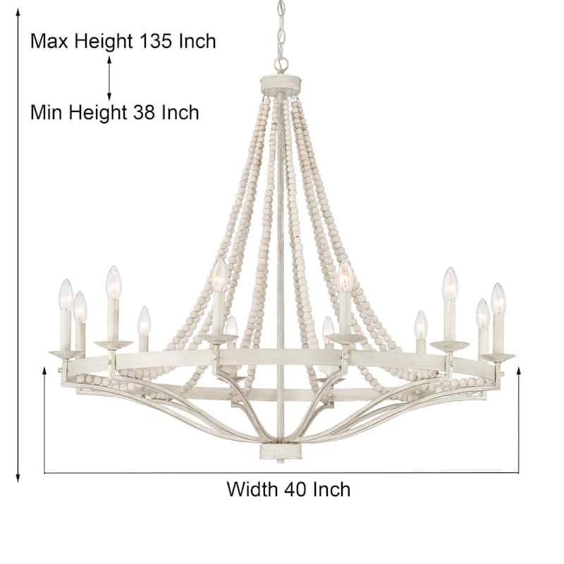 Fidenza Empire 12-light Farmhouse Coastal Beaded Chandelier with UL Certified - 40''