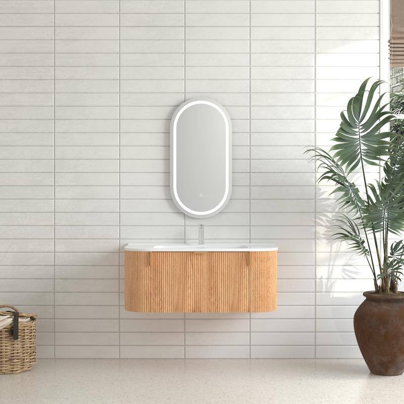 Floating Bathroom Vanity with Ceramic Sink Top Wall Mounted - 36" W x 14.5" H