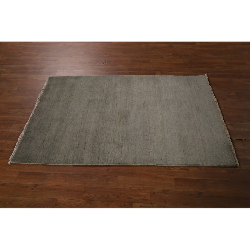 Green & Gray Gabbeh Oriental Rug Handmade Wool Carpet - 3'4" x 5'0"