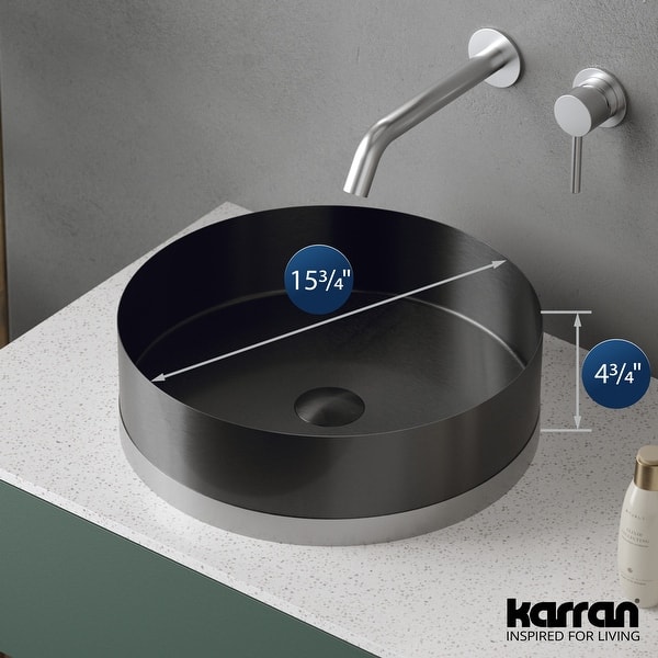dimension image slide 2 of 3, Karran Cinox Stainless Steel Round Vessel Sink