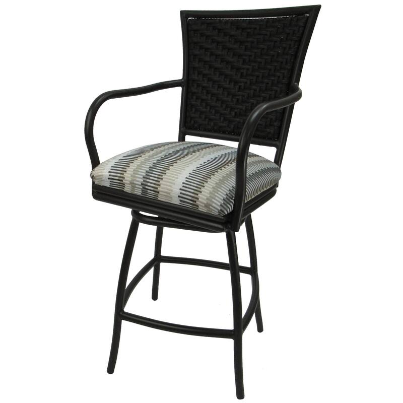 Swivel Counter 26" Bar Stool with Arms Erin - Brown or Biege Frame - 26 inch Seat - Linen Sun Stripe