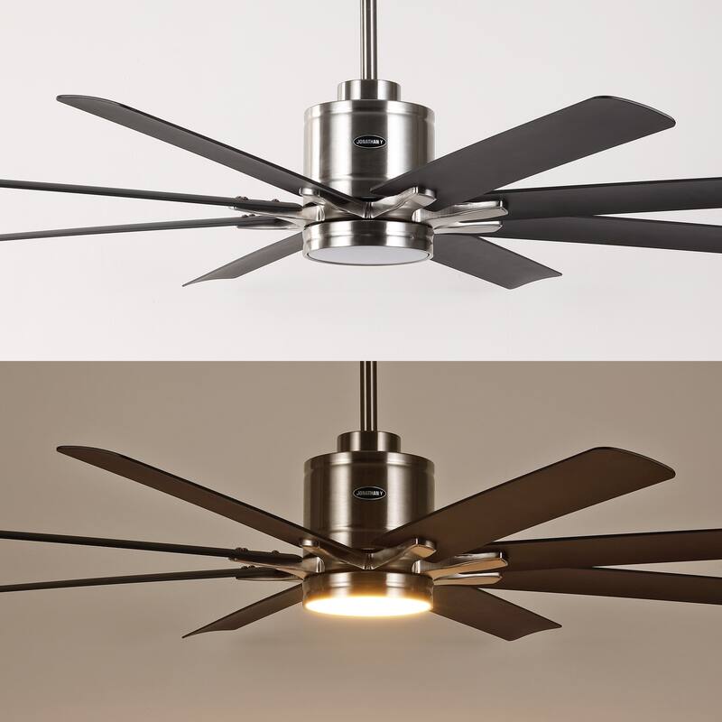 Miranda 66" 1-Light Contemporary Iron Mobile-App/Remote-Controlled 6-Speed Ceiling Fan with Integrated LED Light by JONATHAN Y