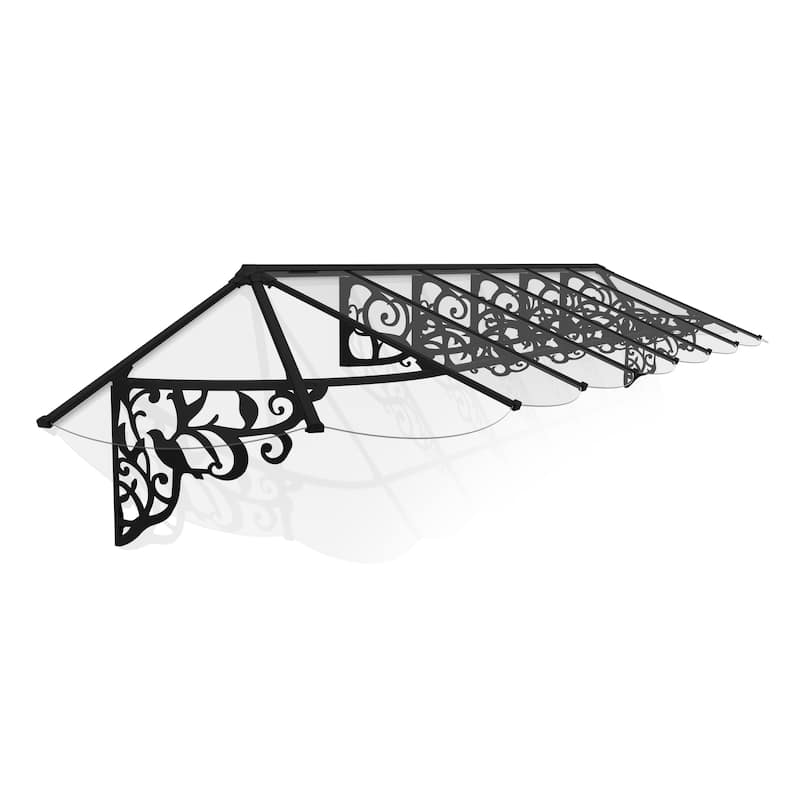 Lily 3 ft. Black/Clear Door and Window Awning