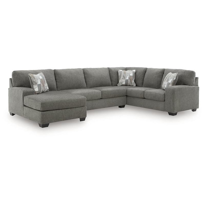 Signature Design by Ashley Seyler Lane Gray 3-Piece Sectional with Chaise - 144" W x 93" D x 39" H
