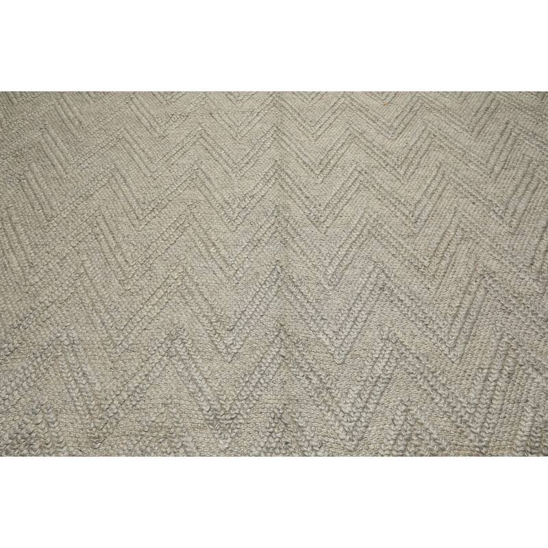 9x12 Tibetano Hand Knotted Flatweave Wool Tone on Tone Silver Contemporary Rug - 9' x 12'