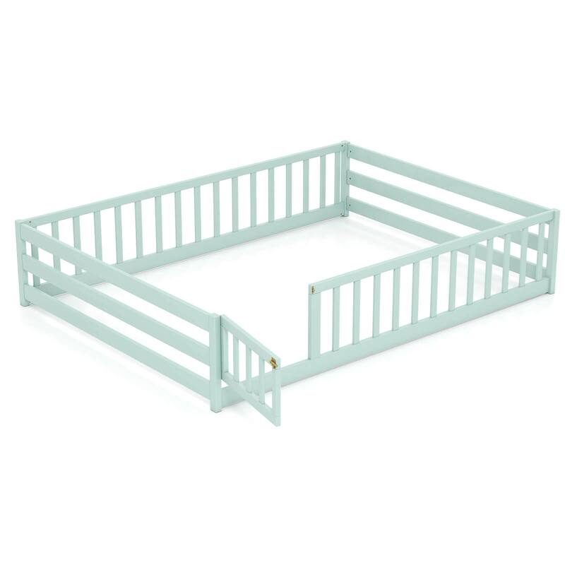 Costway Full Size Floor Bed with Full Length Safety Guardrails & Door