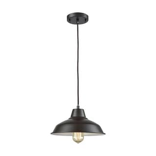 Classic Loft 1-Light Pendant in Oil Rubbed Bronze with Black Metal Shade