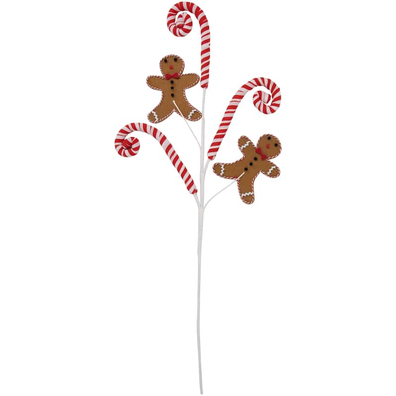 28" Gingerbread and Candy Cane Swirls Christmas Spray