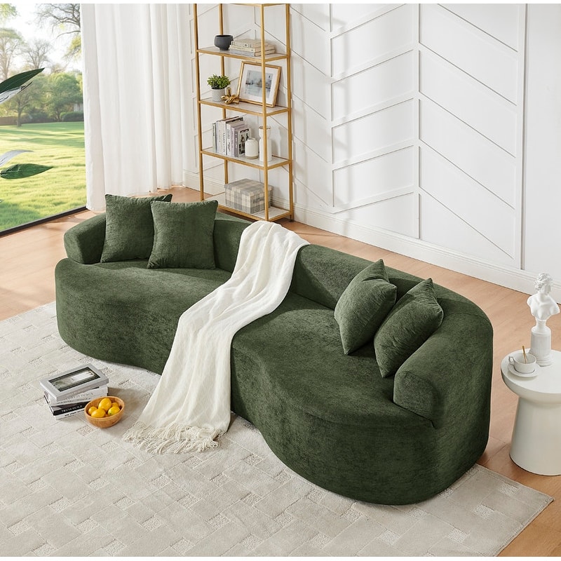 Modern Cloud 4-Seater Sectional Curved Sofa, Minimalist Compression Living Room Couch, No Assembly Needed
