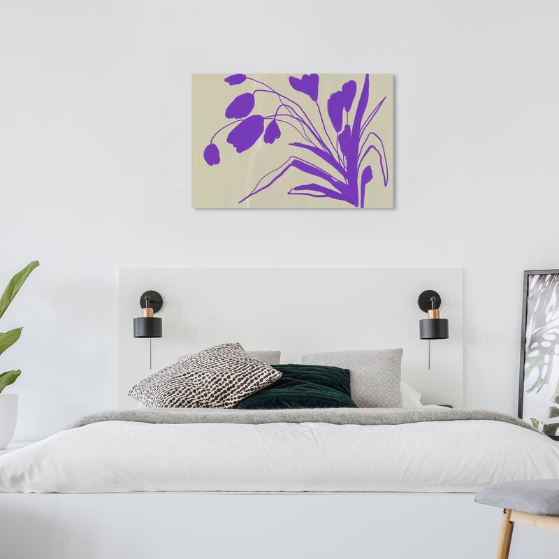 Wynwood Studio Canvas Abstract Agapanthus Flowers Purple and Light Gray Modern & Contemporary Wall Art Canvas Print