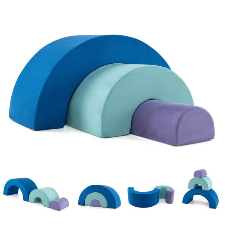 Multicolor Suede Foam Rainbow Arc Climber Set for Kids 3+ Years - Multi Color - 47" × 20" × 24"