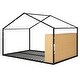 preview thumbnail 8 of 11, Black Full Size Metal Wood House Bed Frame with Shelves and Lights for Kids, Boys and Girls
