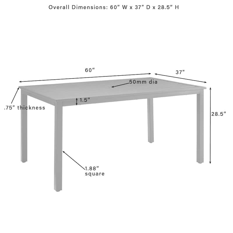 Crosley Hansen Outdoor Metal Dining Table - 37"x60"x28.5"