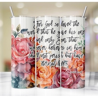 God Gave His Only Son Bible Verse 20 Oz Skinny Metal Tumbler w/Lid and