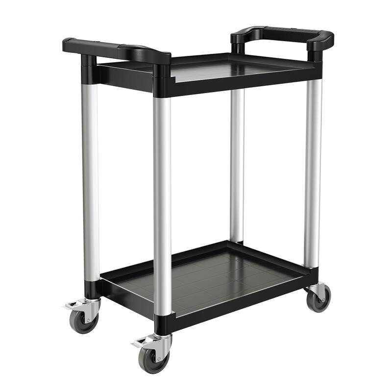 2-Tier Heavy Duty Utility Cart with Lockable Wheels for Easy Mobility - 31.5 x 16.1 x 37.2 in