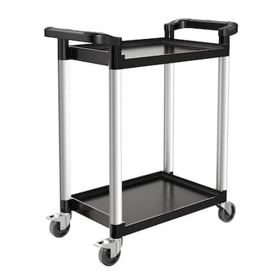 2-Tier Heavy Duty Utility Cart with Lockable Wheels for Easy Mobility - 31.5 x 16.1 x 37.2 in