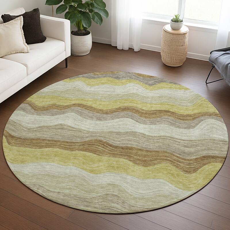 Machine Washable Indoor/ Outdoor Ombre Stripes Chantille Rug