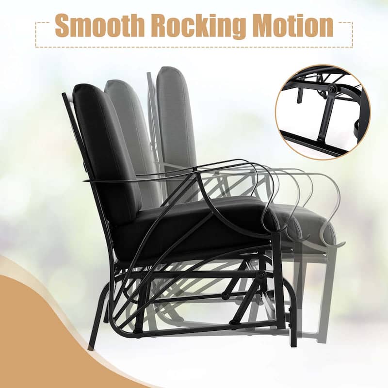 Costway 2 PCS Patio Rocking Chair with Cushion Heavy-Duty Metal Frame - 2 PCS