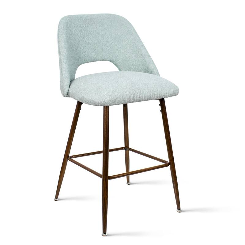 Upholstered Modern Bar Stool Walnut Leg (Set of 2)