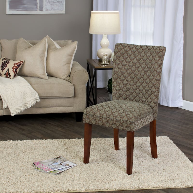 HomePop Modern Parson Blue/ Chocolate Damask Diamo - N/A - Brown