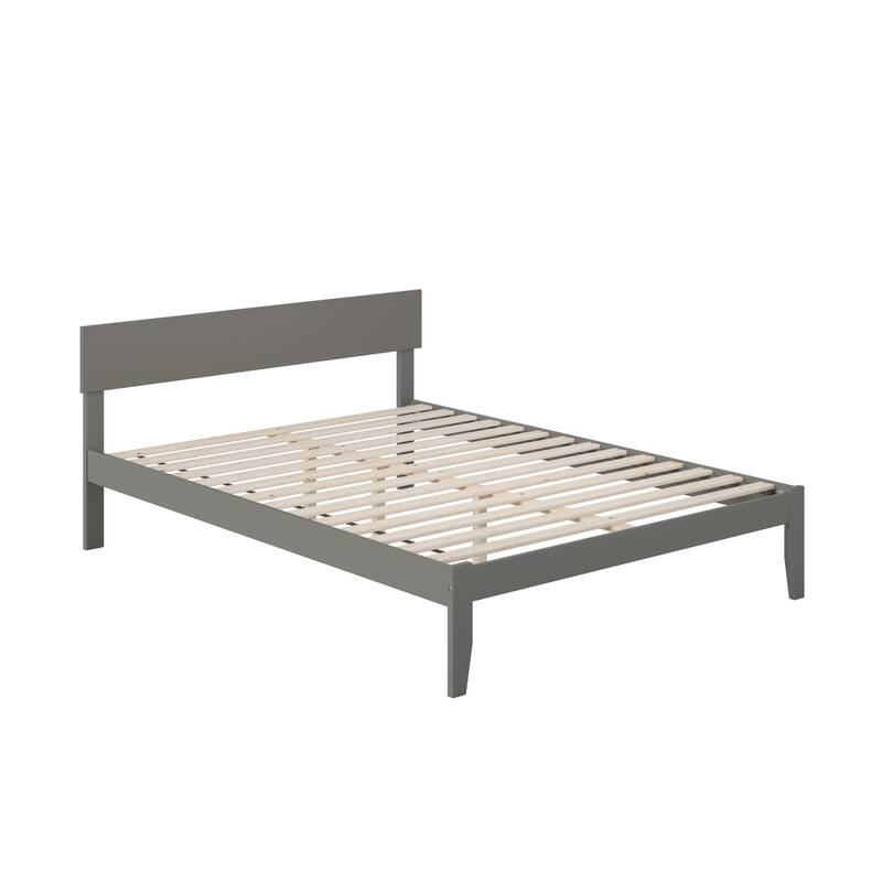 Grey Bed - Modern Panel Headboard, Slat Kit Included, No Box Spring Needed