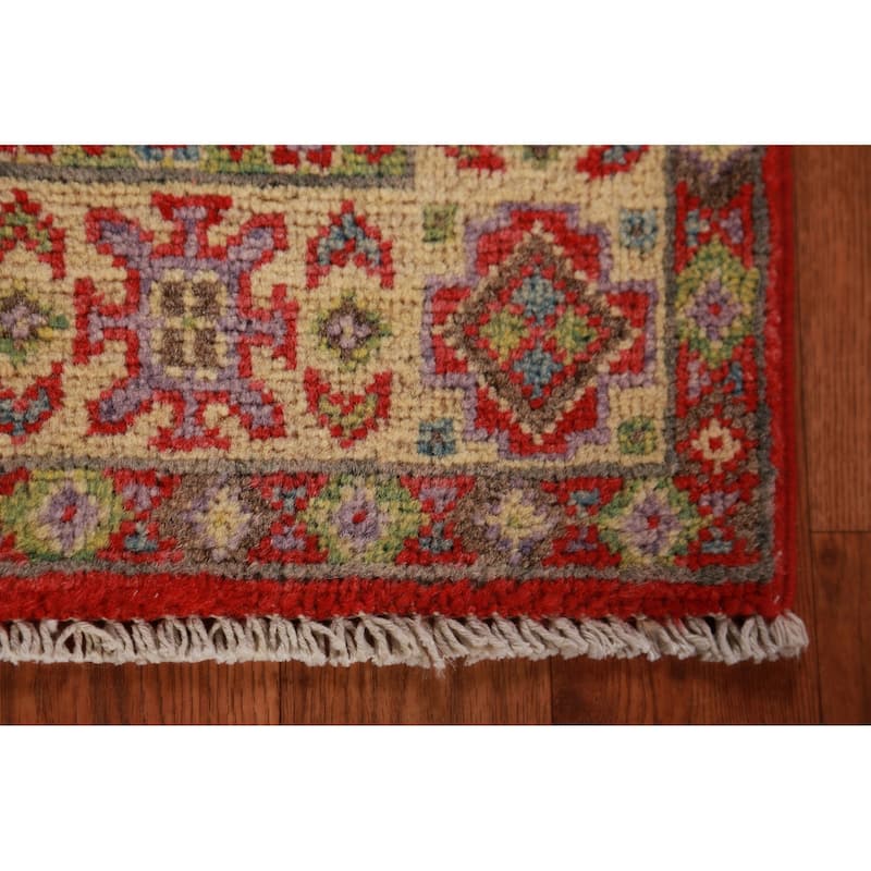 Geometric Kazak Oriental Foyer Rug Traditional Handmade Wool Carpet - 2'0"x 3'0"