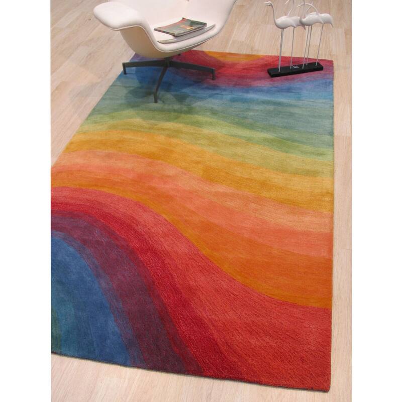 Lollipop Hand-Tufted Wool Contemporary Desertland Rug, 5' x 8', Colorful Cozy Accent - L