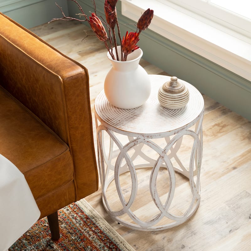 Artistic Weavers Mullac Glam Metal Drum 16-inch Tall Accent Table - 18"H x 16"W x 16"D