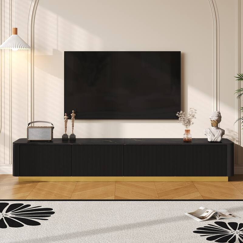 Modern Fluted TV Stand for TVs Up to 85 - Black