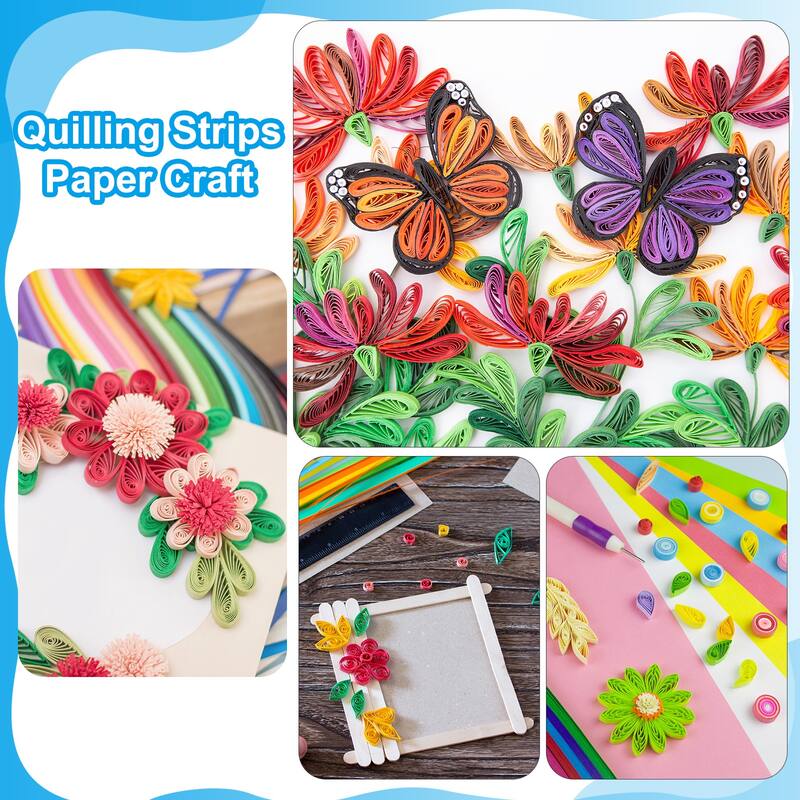 400 Pcs 390 x 7mm Rainbow Quilling Strips Paper