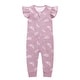 preview thumbnail 1 of 2, 100% Organic Cotton Zip Footless Short Sleeve Pajamas - Ruffle Feather Mauve 0-3 Months