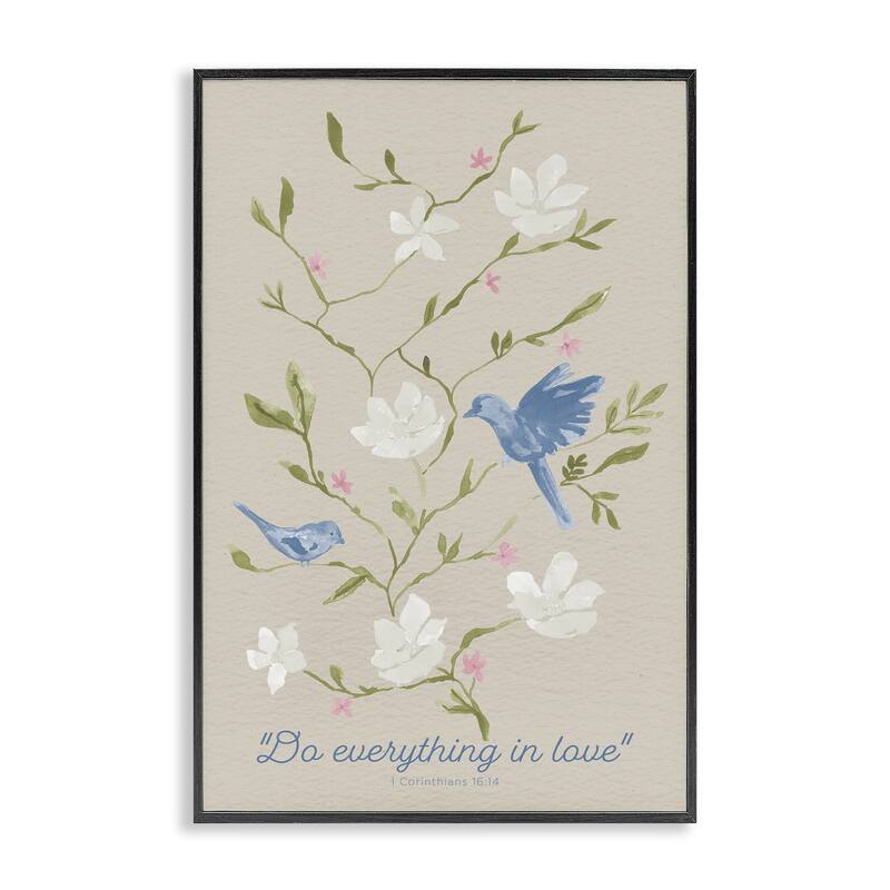 Stupell Floral Do Everything In Love Framed Giclee Art Design By Lucille Price - 20 x 30 - Black