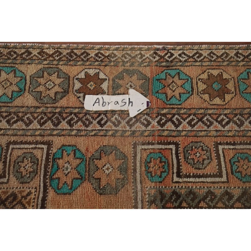 Geometric Shiraz Vintage Persian Area Rug Handmade Wool Carpet - 6'3" x 9'3"
