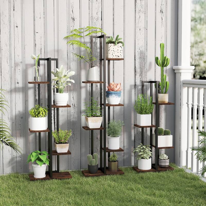 Gymax 3 PCS Plant Stand Set 4/5/6 Tier Indoor Flower Stands Multi