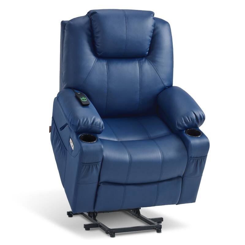 MCombo Electric Power Lift Recliner Chair Sofa with Massage and Heat, 3 Positions, USB Ports, Faux Leather 7040